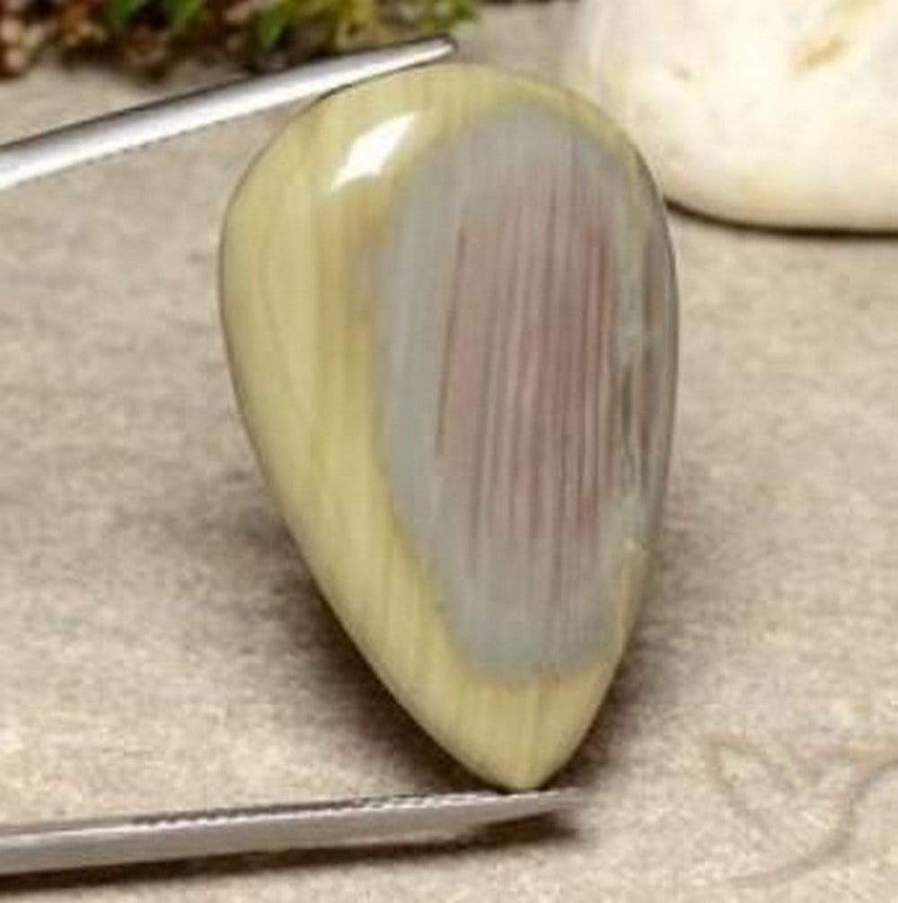 29.69 ct Earthscape Jasper Natural Pear-Shaped Gemstone: 29.69 ct Earthscape Jasper Natural Pear-Shaped Gemstone A striking 29.69-carat natural jasper gemstone, expertly shaped into an elegant pear cut. This opaque multicolor stone showcases earthy tones