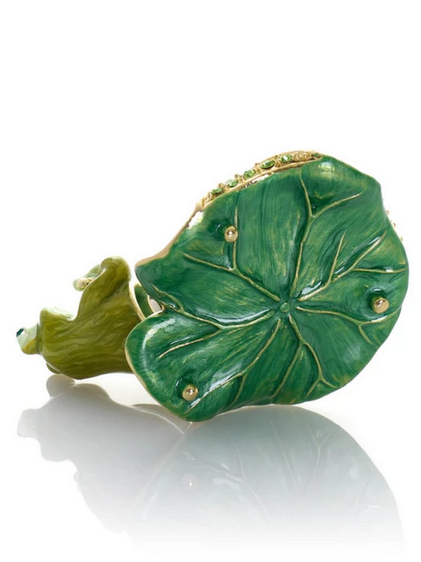 Frog Rowing Leaf Enamel Trinket Box - 6