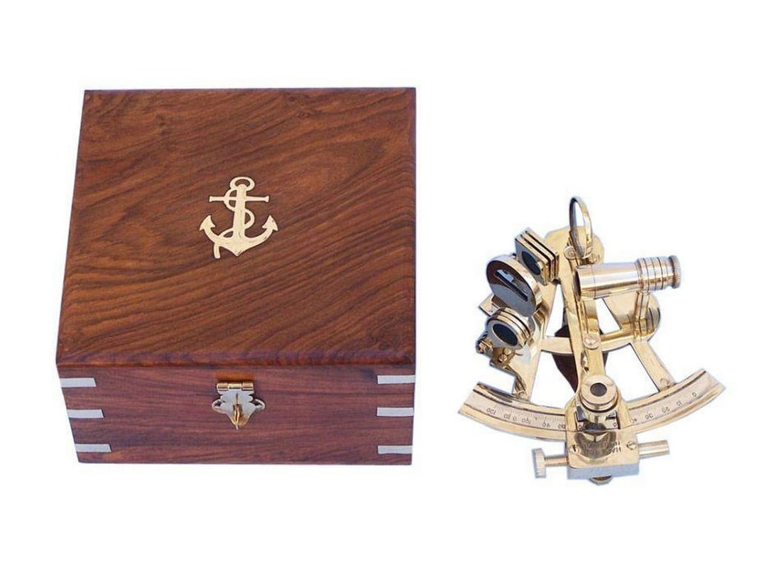 Captain's Brass Sextant with Rosewood Box 8'' (1 of 2)