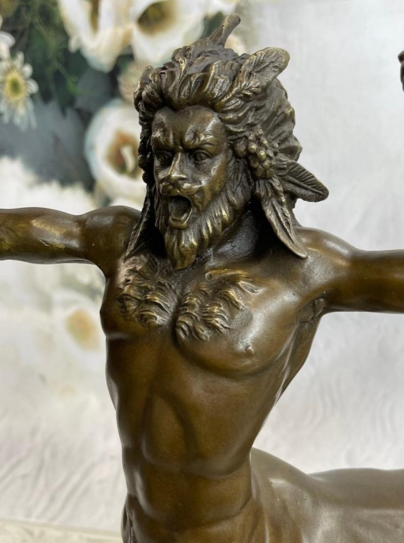 Stunning Bronze Centaur On Large Solid Marble Base - 6