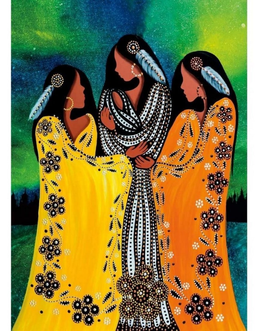 24.5'' x 30'' Limited Edition Motherhood by Betty Albert Framed Print: 24.5" x 30" Limited Edition Motherhood by Betty Albert Framed Print Edition Size: 495 Cultural Background: Cree Betty Albert-Licenz was adopted and raised by French Canadian parents in Norther