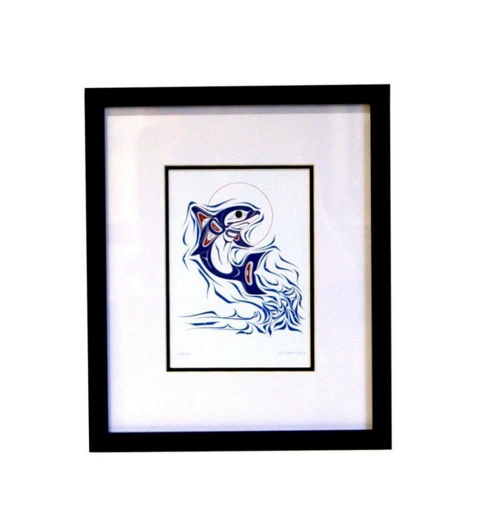 Harmony of the Waves: Art by Richard Shorty 'Dolphins' Framed Print (1 of 4)