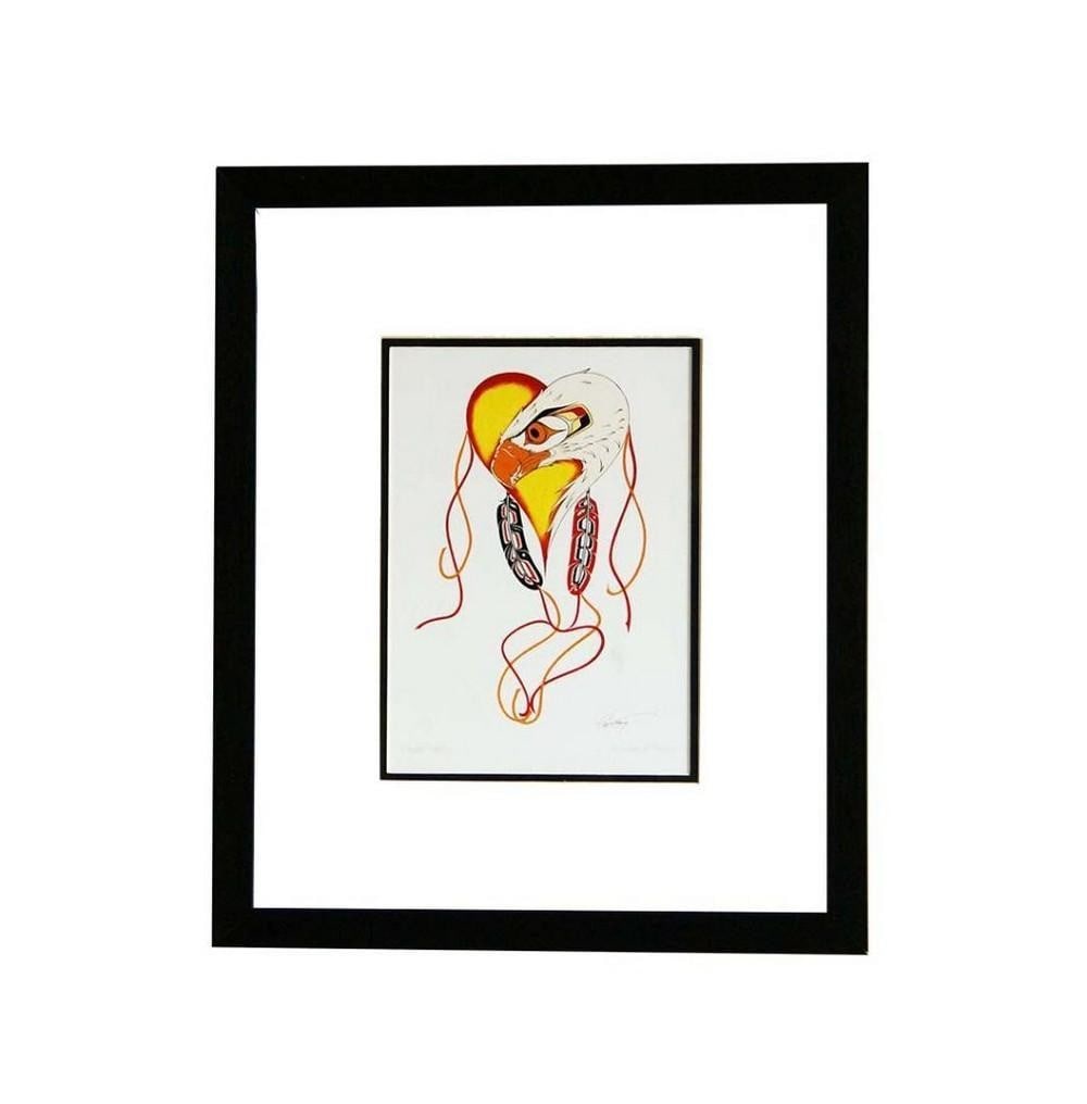 Soulful Soar: Art by Richard Shorty 'Eagle Heart' Framed Print - 14'' x 12'' (1 of 2)