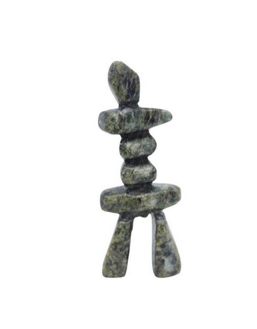 Serpentine Inukshuk by Ning Shaa: Serpentine Inukshuk by Ning Shaa Dimensions: Height 3" x Width 1" x Depth 1" View Photos For Further Details.