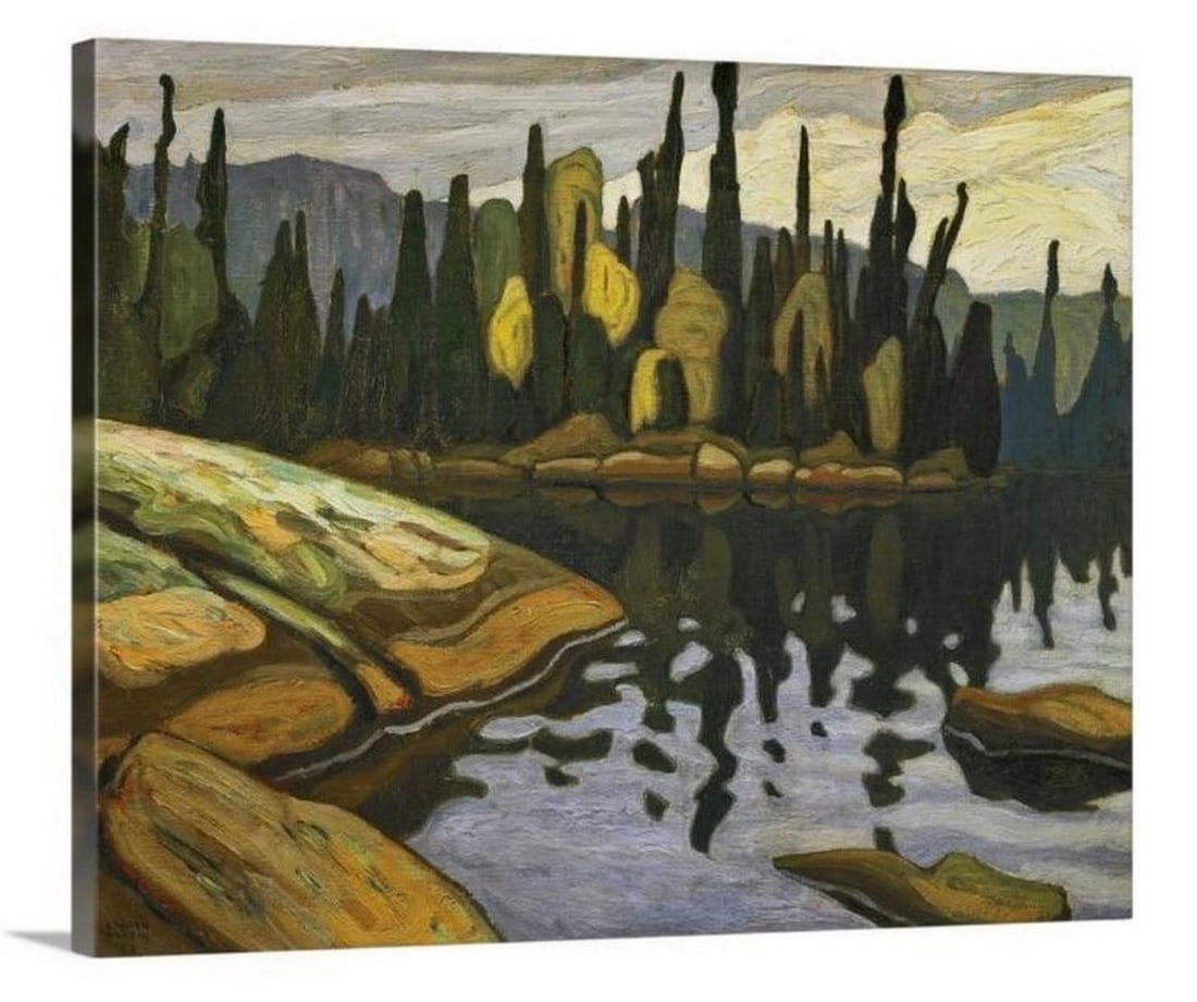30''x24'' Shimmering Water By Lawren Harris Canvas Production: 30"x24" Shimmering Water By Lawren Harris Canvas Production Lawren Harris (1885-1970) was a Canadian artist and a prominent member of the Group of Seven. He is renowned for his unique and visi