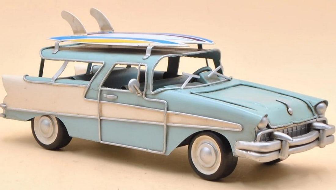 1956 CHEVROLET NOMAD WAGON DIE CAST MODEL CAR FIGURINE: 1956 Chevrolet Nomad Wagon Die Cast Model Car Figurine Beautifully handmade and each piece is a unique collectible and show piece for your home. Key Features: Decoration & parts comes with stickers to