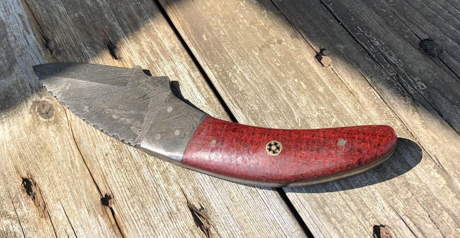 9'' Damascus Drop Point Blade - 5
