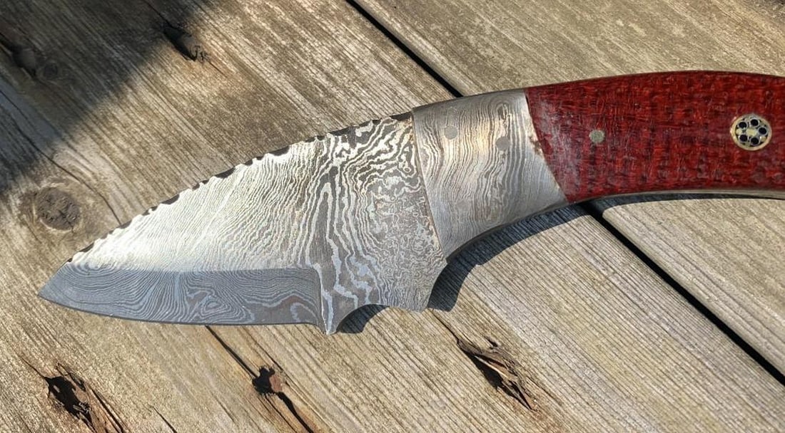 9'' Damascus Drop Point Blade - 6