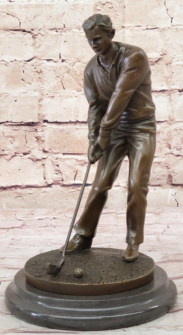 Perfect Swing - Bronze Golfer Sculpture on Marble Base: Perfect Swing - Bronze Golfer Sculpture on Marble Base Perfect Swing is a finely crafted bronze sculpture that captures the focus, precision, and elegance of a golfer mid-swing. Designed with dynamic 
