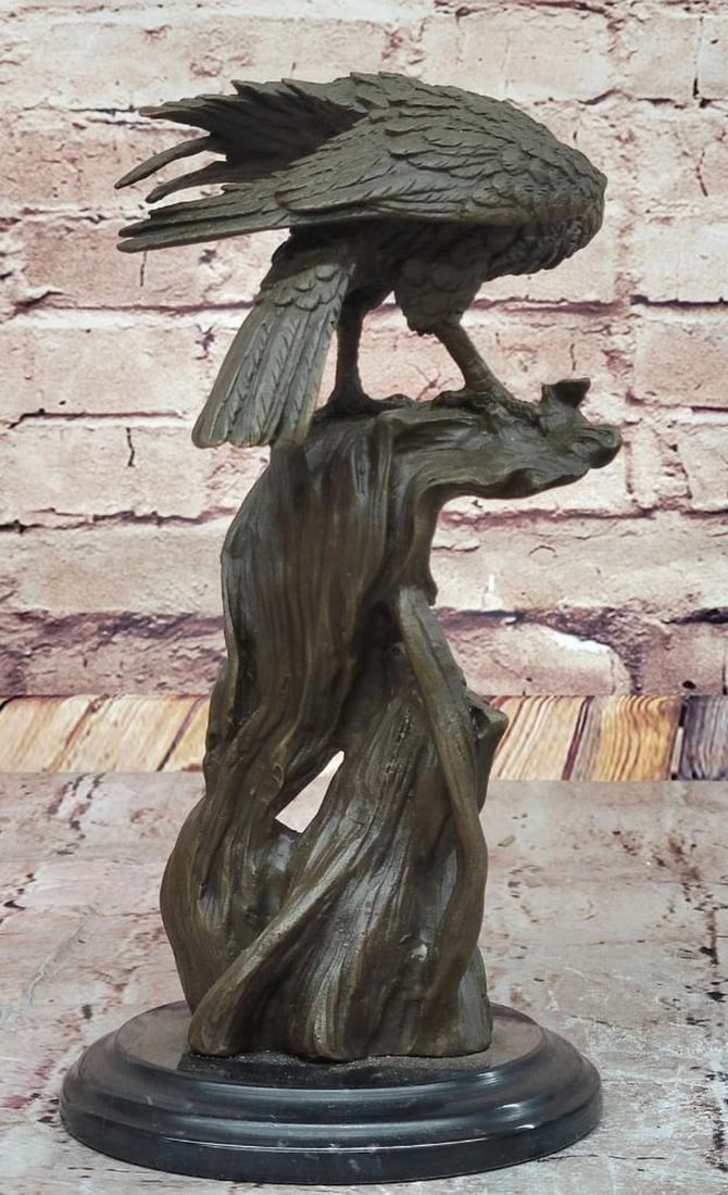 Perched Eagle Original Bronze Statue - 10.5'' x 5.5'' - 2