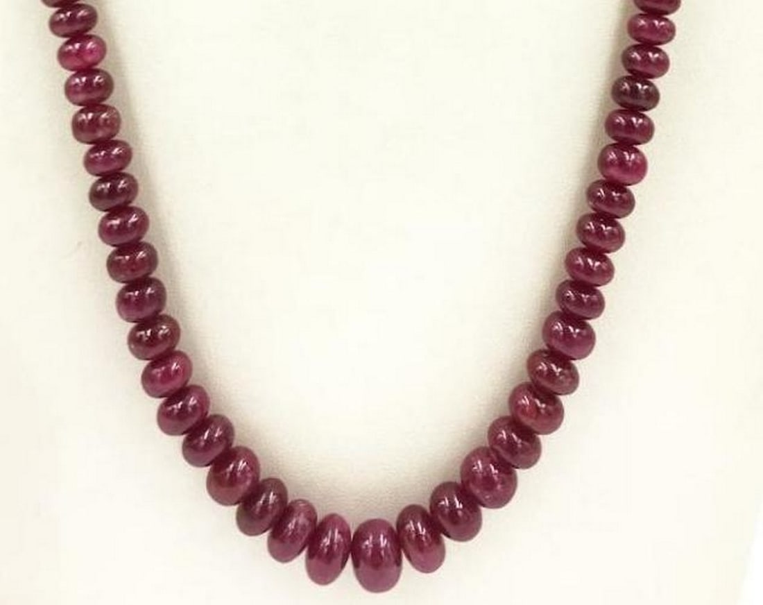 20'' Scarlet Ruby Plain Beads String - 2