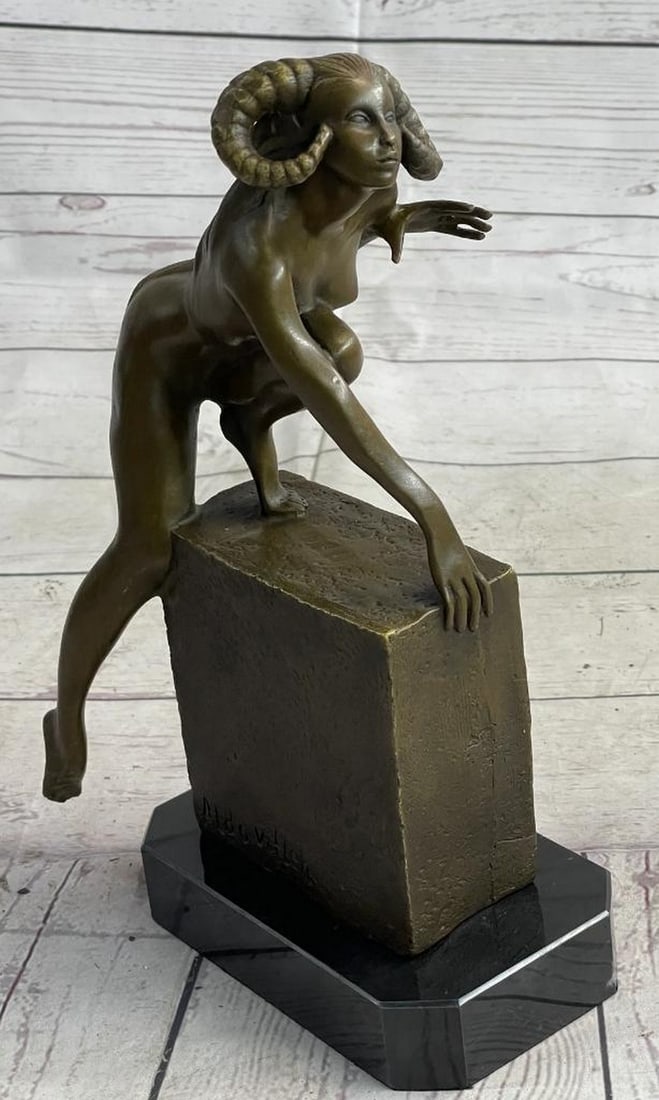 'Succubus'' Mythical Demon of Seduction Original Bronze Sculpture Signed by Aldo Vitaleh - 11'' x: "Succubus" Mythical Demon of Seduction Original Bronze Sculpture Signed by Aldo Vitaleh - 11" x 5.5" Step into the realm of medieval legend and folklore with our captivating Succubus B