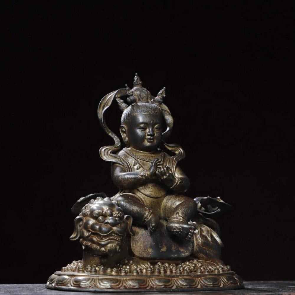 Boy Riding Animal Buddha Statue - 4
