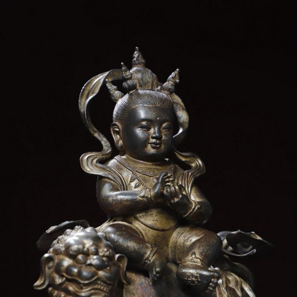 Boy Riding Animal Buddha Statue - 5