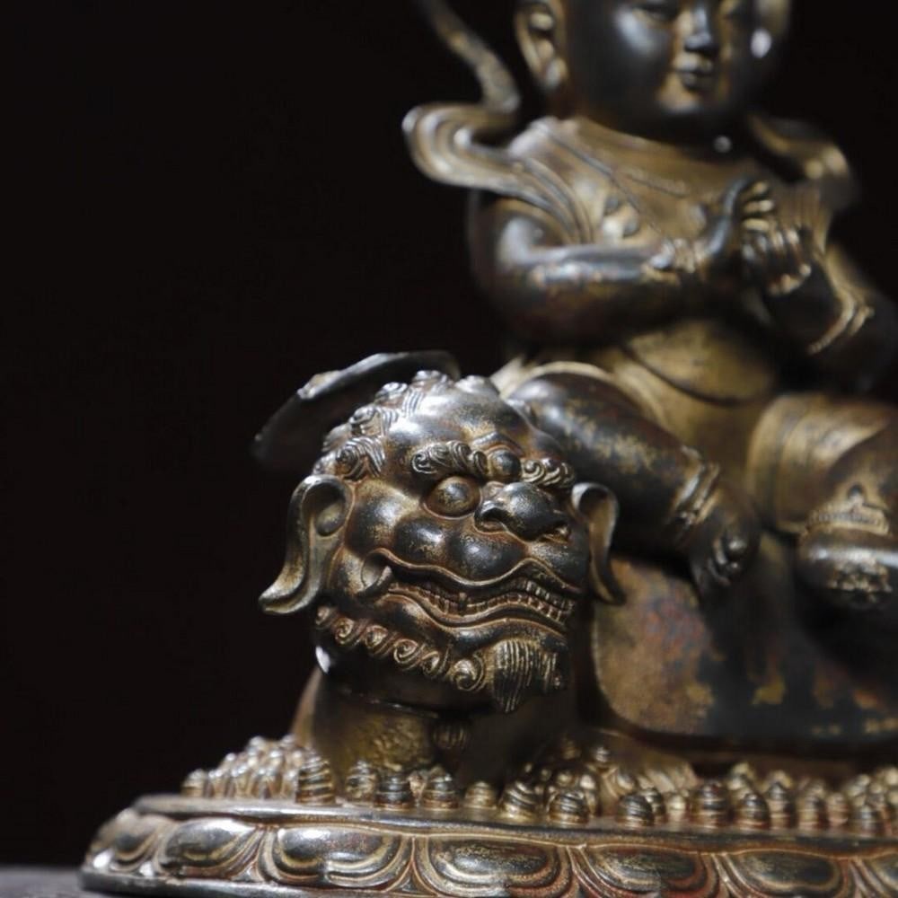 Boy Riding Animal Buddha Statue - 6