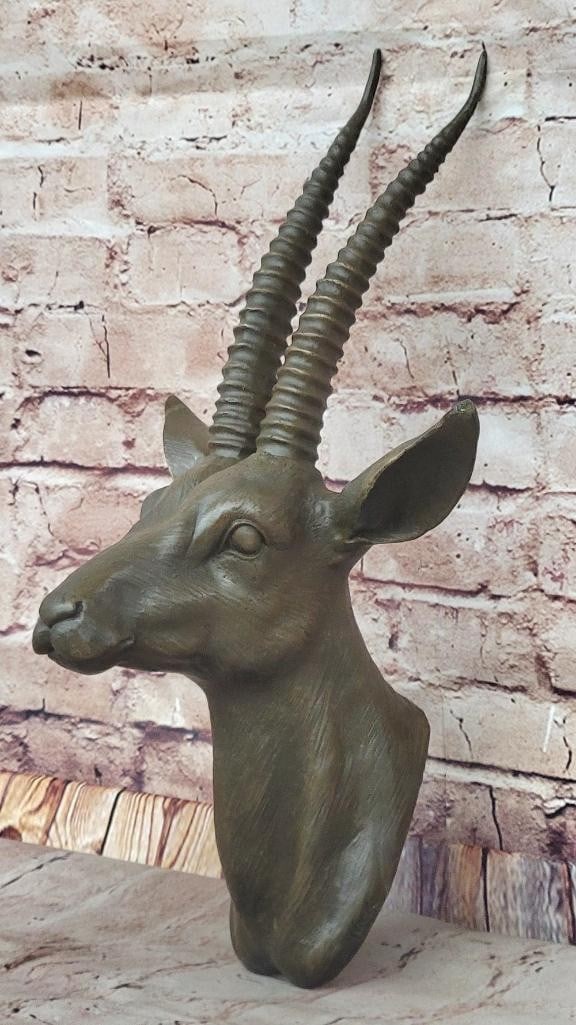 Bronze Gazelle Head Wall Mount Sculpture - 16'' x 8'' (1 of 5)