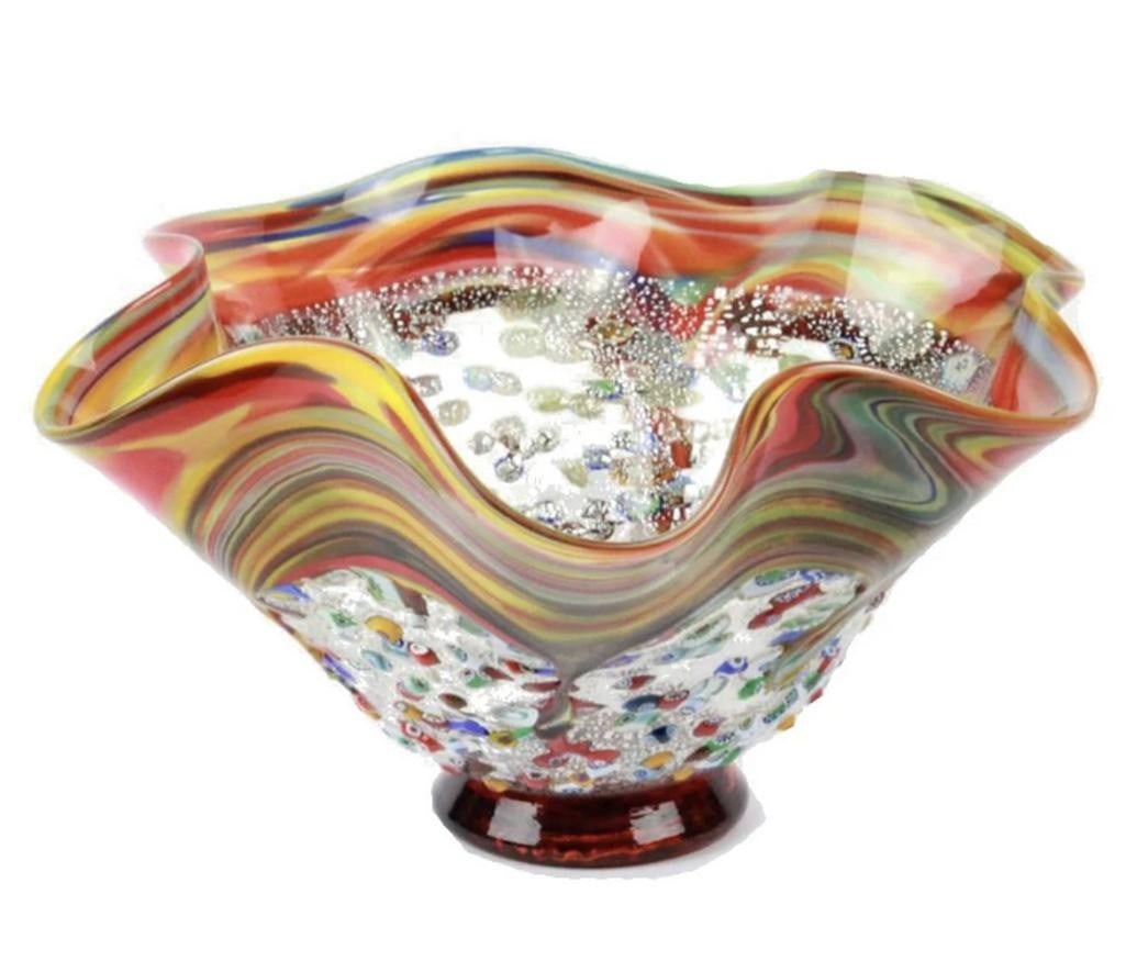 FortePiano Murano Centerpiece with Millefiori and Silver Accents (1 of 4)