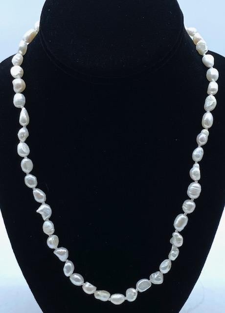 20'' Genuine 7mm-8mm White Baroque Cultured Pearl Necklace (1 of 4)