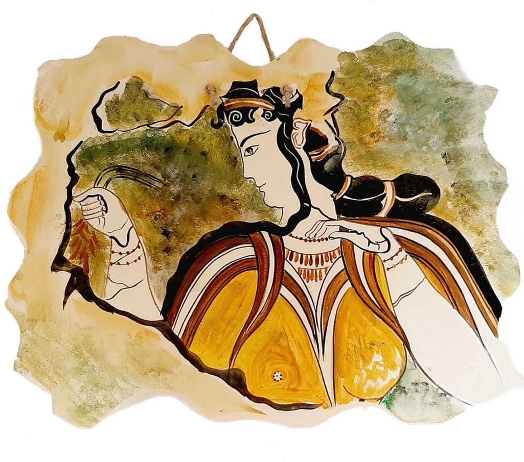 Inspired by the Room of the Frescoes - Mycenaean Ceramic Slab: Inspired by the Room of the Frescoes - Mycenaean Ceramic Slab Decorate your space with a ceramic slab inspired by the Room of the Frescoes from the Citadel House at Mycenae. This faithful reproduction