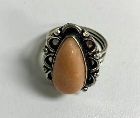 Orange Amazonite Pear Shape Gemstone Ring - Size 8.5 - 3