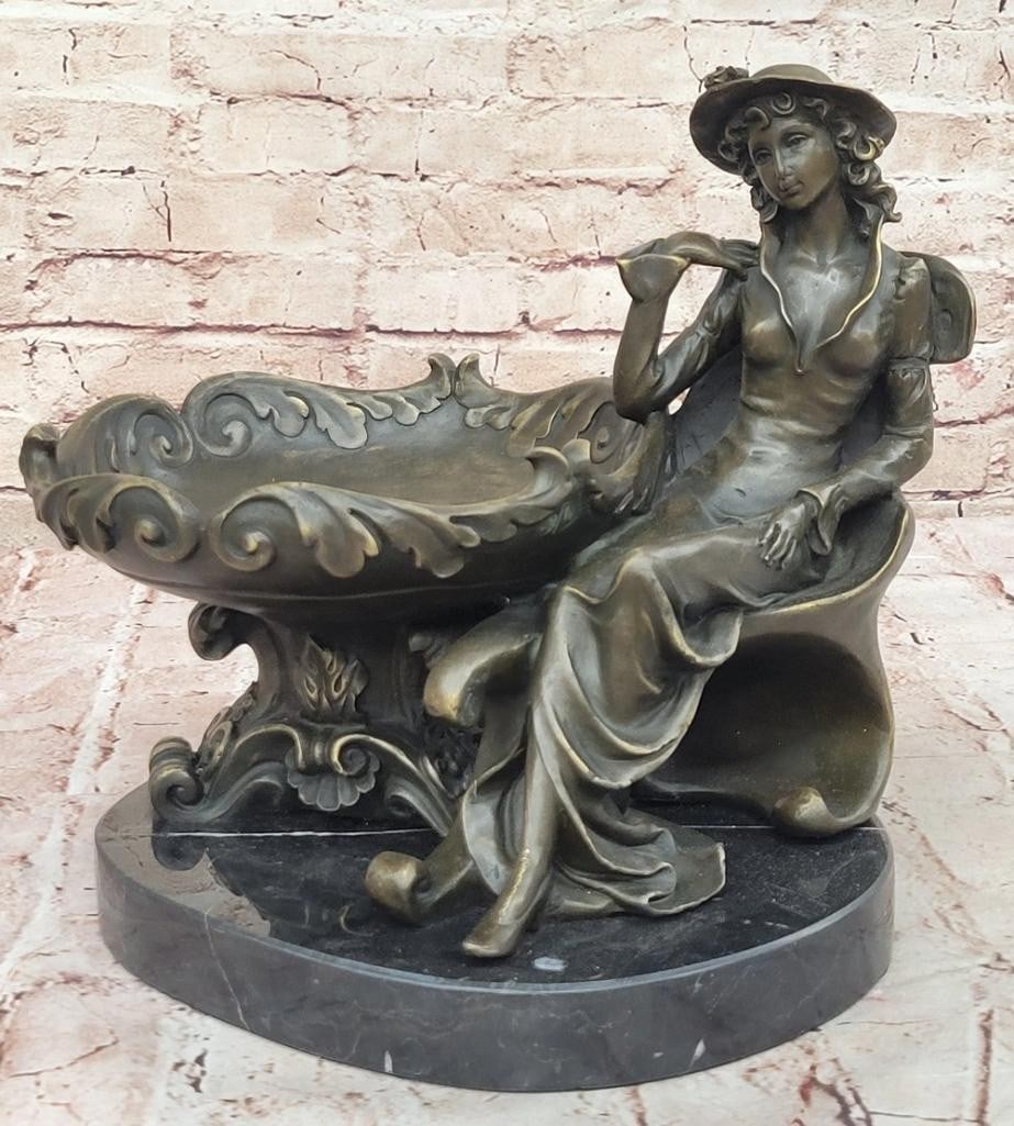 Art Nouveau Original Bronze Multipurpose Holder by Fisher - 11'' x 12'': Art Nouveau Original Bronze Multipurpose Holder by Fisher - 11" x 12" This exquisite Art Nouveau-inspired bronze sculpture by American artist Fisher blends elegance with functionality, serving a