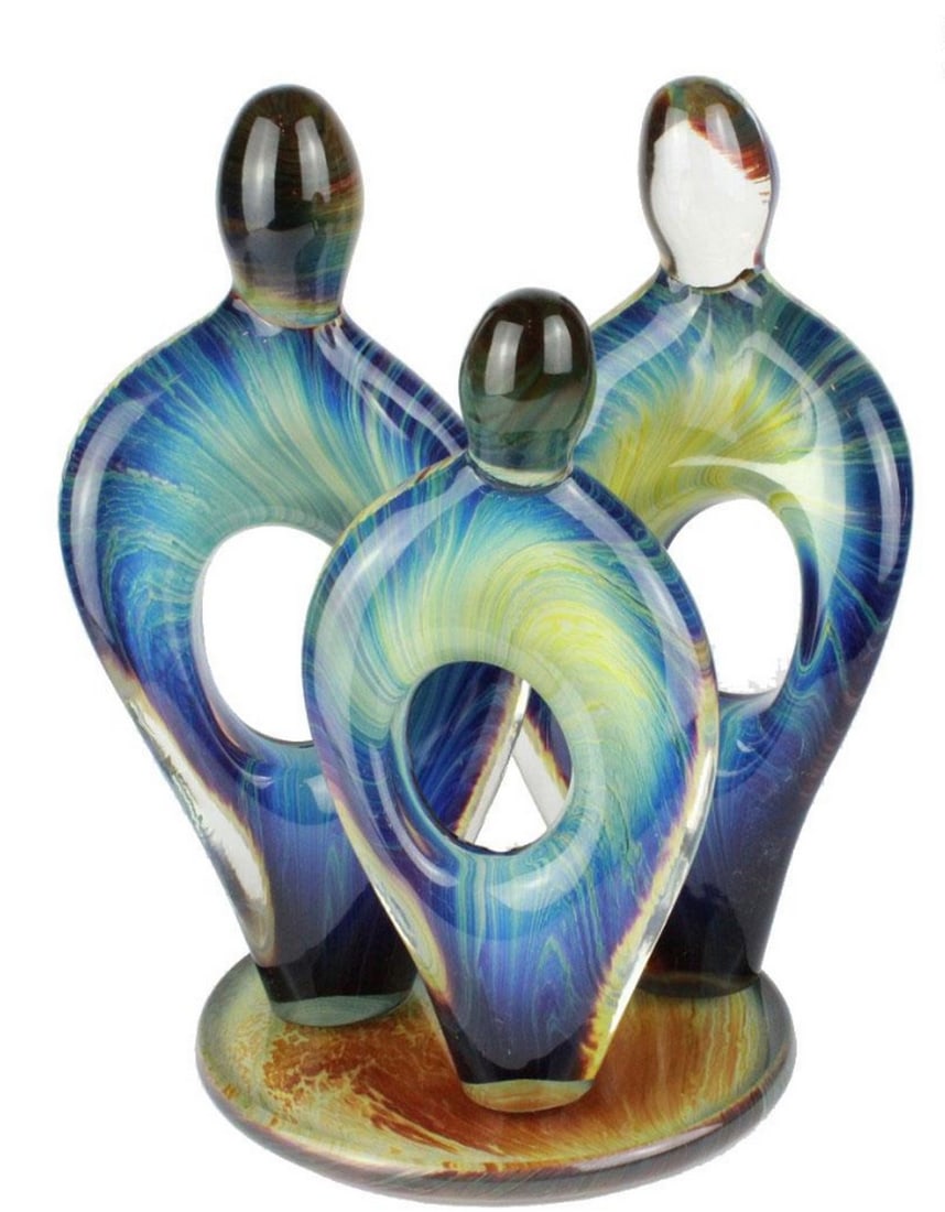 Chalcedony Family Sculpture - Tribute to De Chirico: Chalcedony Family Sculpture - Tribute to De Chirico This chalcedony glass sculpture of a family is crafted entirely by hand from solid glass. Known for its complexity, chalcedony glass combines tradit