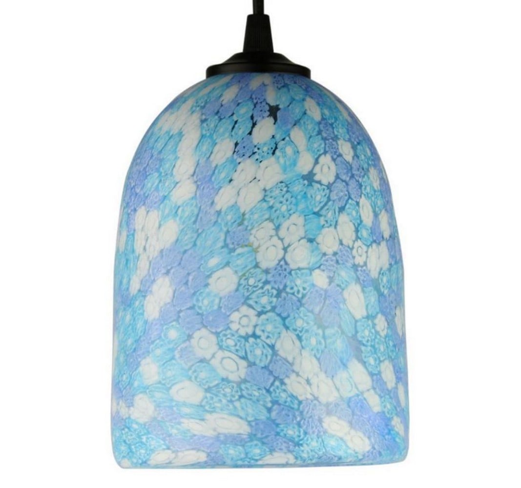 Murano Glass Hanging Lamp Millefiori Light Blue (1 of 4)