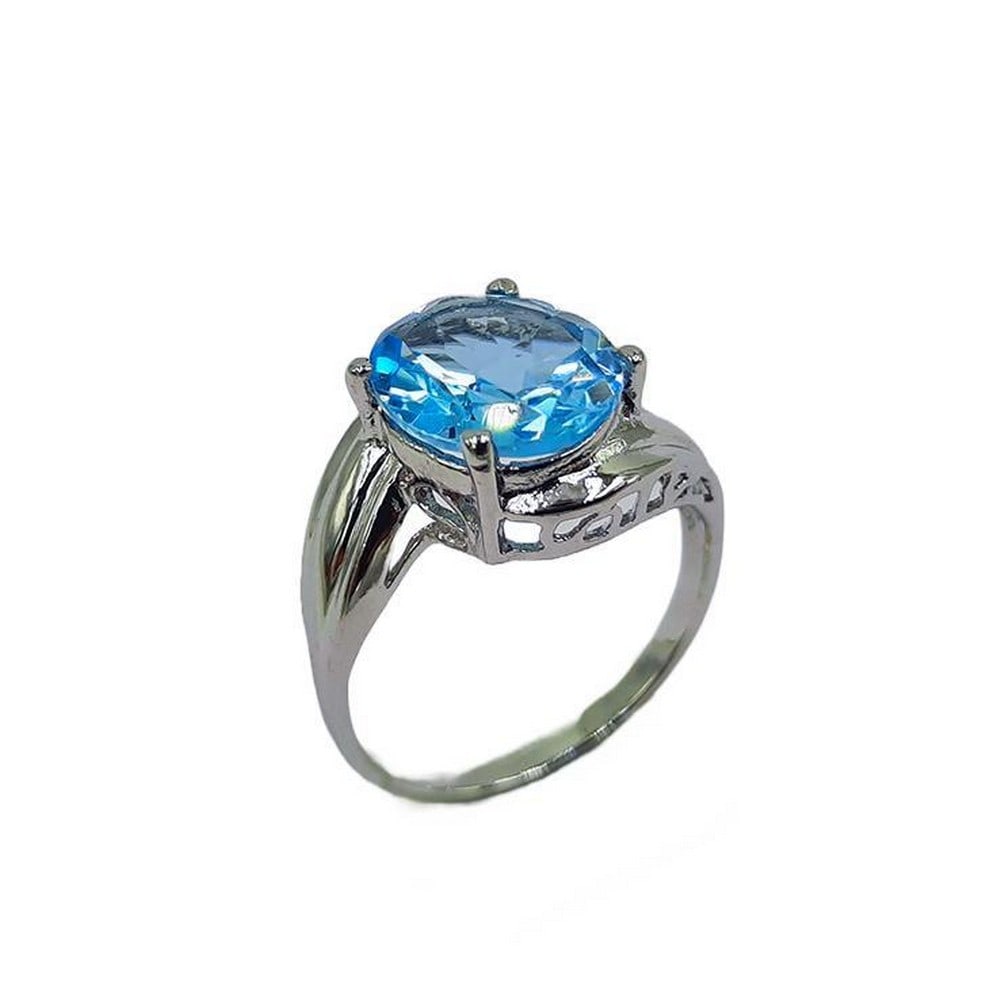 Beautiful Blue Topaz Stone Sterling Silver Ring: Beautiful Blue Topaz Stone Sterling Silver Ring Inner Diameter: 15.8mm View Photos For Further Details