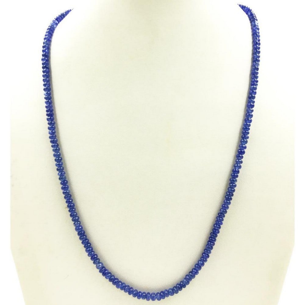 Natural Sapphire Plain 4.2mm Bead Necklace: Natural Sapphire Plain 4.2mm Bead Necklace Bead Diameter: 4mm - 4.4mm Length of Necklace: 46cm Weight in Carats: 89.91 View Photos For Further Details.
