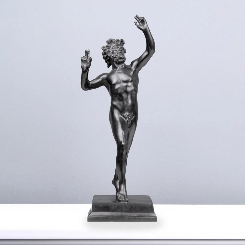 Dancing Faun Bronze Statue - Reproduction of the Roman Original from Pompeii - (5.5lbs): Dancing Faun Bronze Statue - Reproduction of the Roman Original from Pompeii - (5.5lbs) Enhance your space with the Dancing Faun Bronze Statue, a precise reproduction of the Roman original discovered 