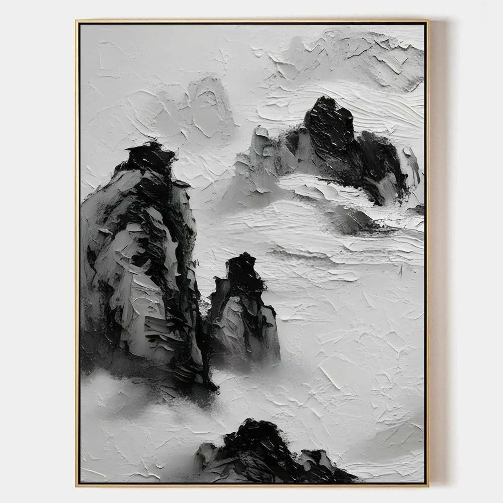 Ethereal Peaks' Textured Abstract Landscape Painting (1 of 2)