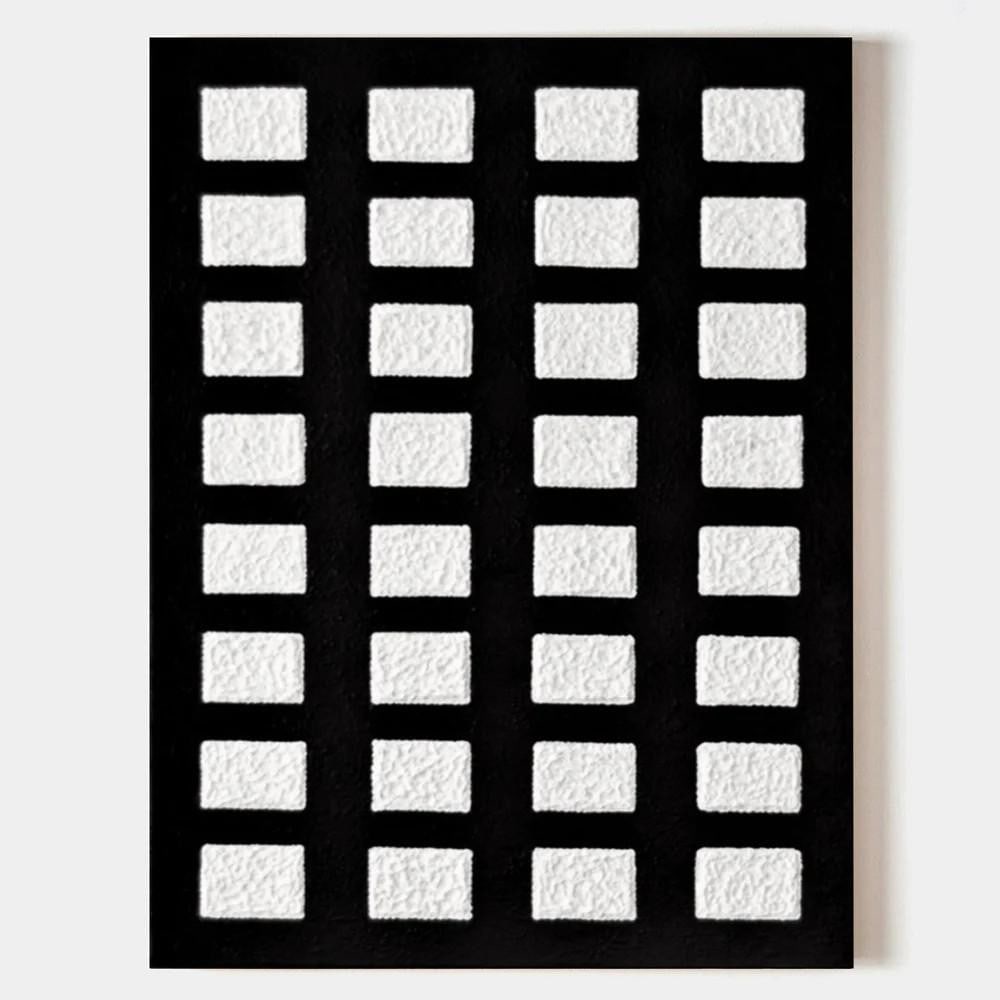 Monochrome Rhythm' Textured Geometric Abstract Painting (1 of 2)