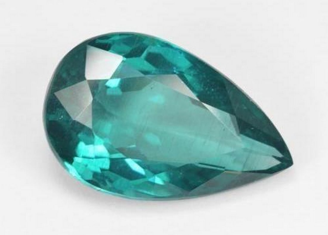 6.94ct Pear Faceted Dark Teal Turquoise Apatite (1 of 2)