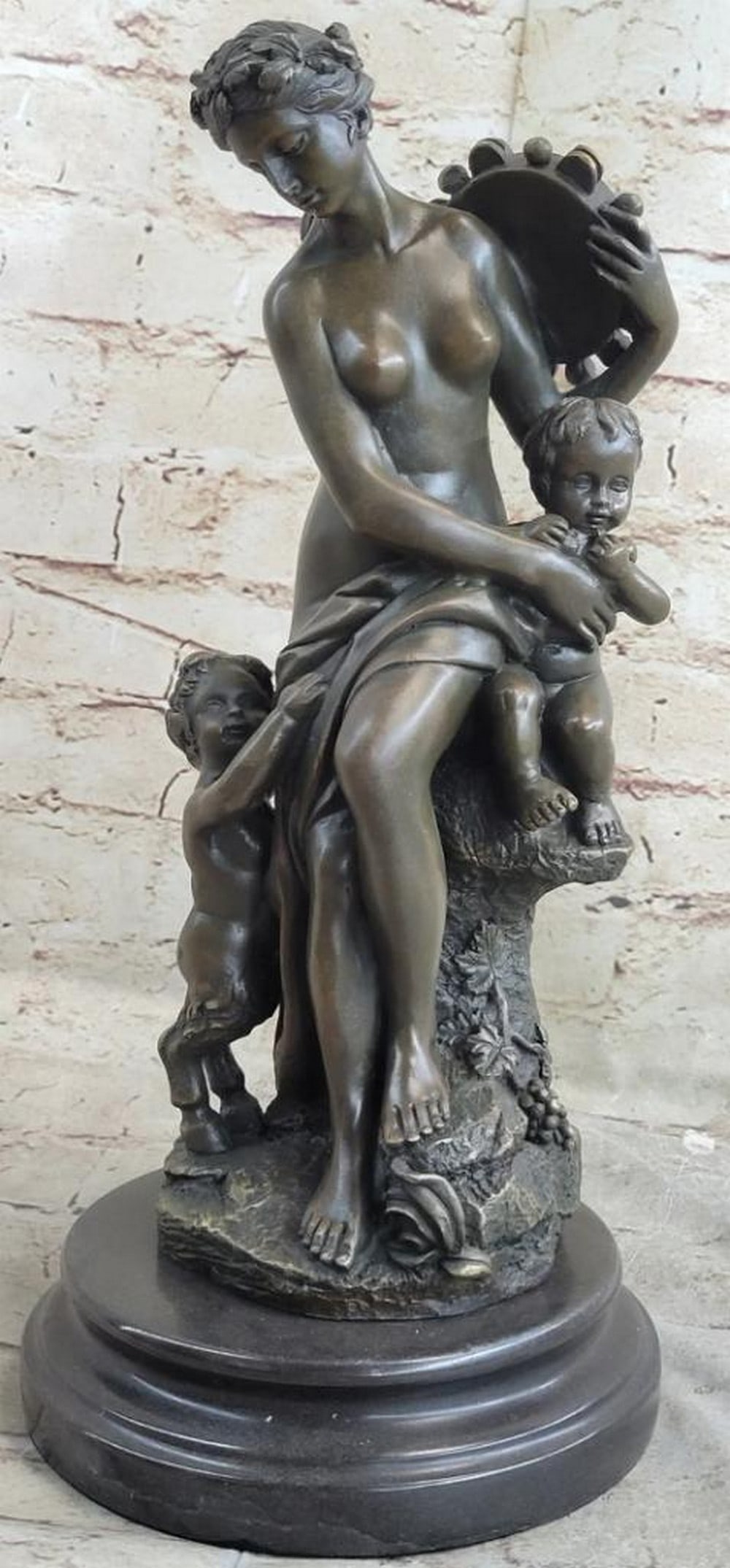 Angelic Mother Comforting Children Original Bronze Statue - 13.5" x 6.5": Angelic Mother Comforting Children Original Bronze Statue - 13.5" x 6.5" This bronze statue portrays an angelic mother tenderly comforting two children, with one child standing by her side and