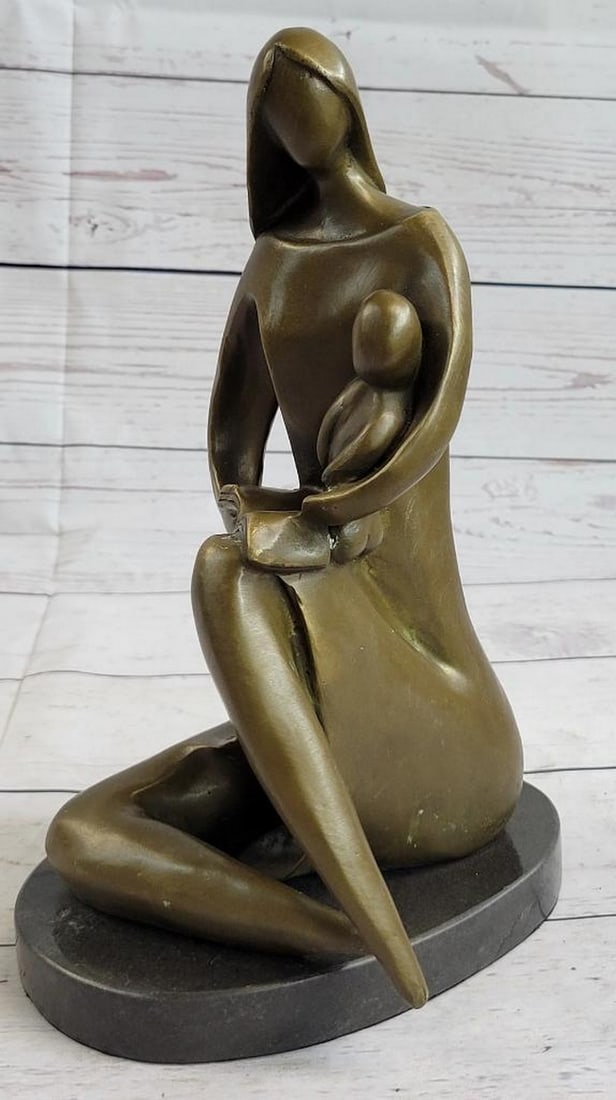 Mother in Embrace With Child Bronze Statue - 11" x 6": Mother in Embrace With Child Bronze Statue - 11" x 6" Celebrate the enduring connection between mother and child with this bronze sculpture. Expertly crafted using the Lost Wax Method, the art