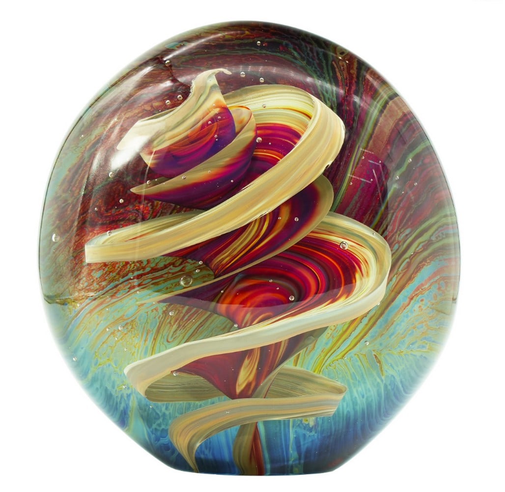The Storm - Chalcedony Glass - Murano Glass: The Storm - Chalcedony Glass - Murano Glass This clear and chalcedony glass artwork takes the form of an egg, meticulously crafted freehand on a punty in solid glass. It is ground and polished by hand