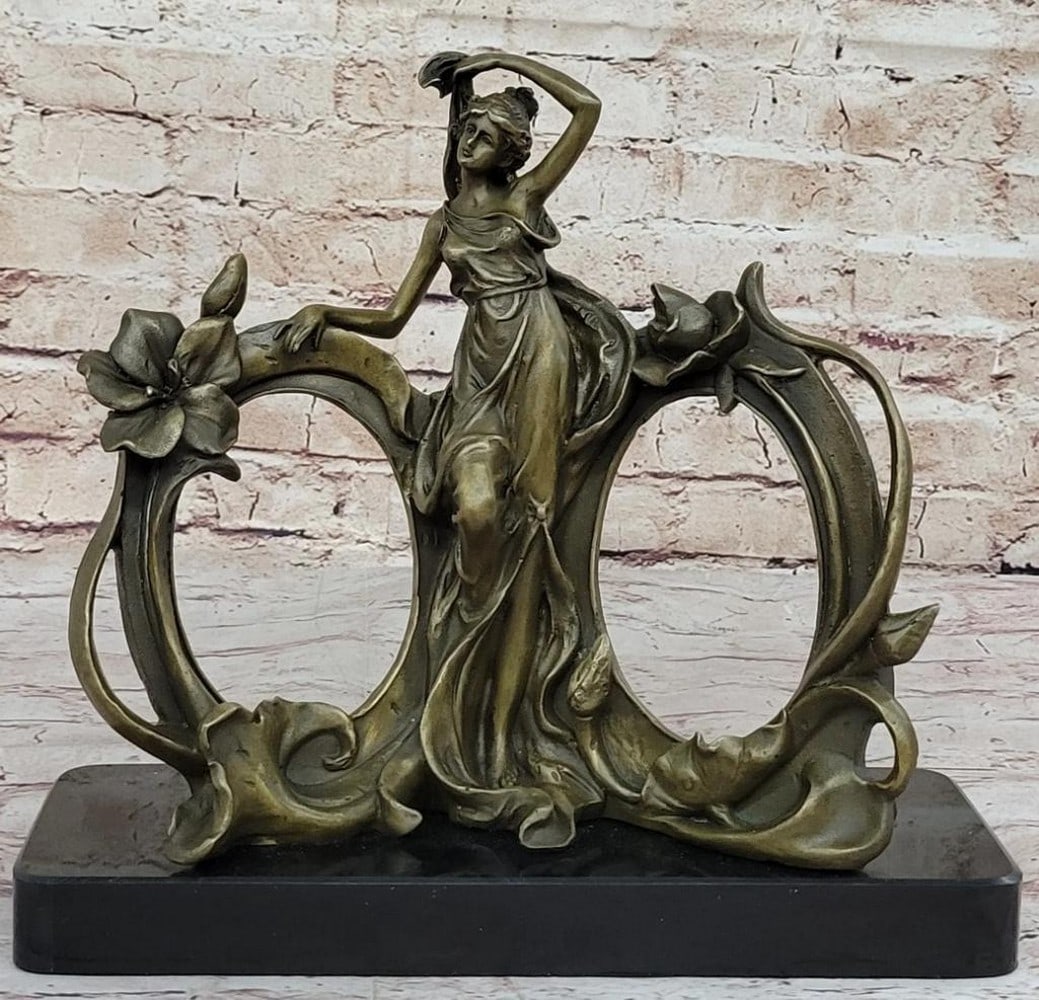Kassin Original 'The Lady Awakening' Bronze Sculpture Frame - 11" x 12": Kassin Original 'The Lady Awakening' Bronze Sculpture Frame - 11" x 12" This original bronze sculpture depicts a seated female figure integrated into a decorative frame design. The composition