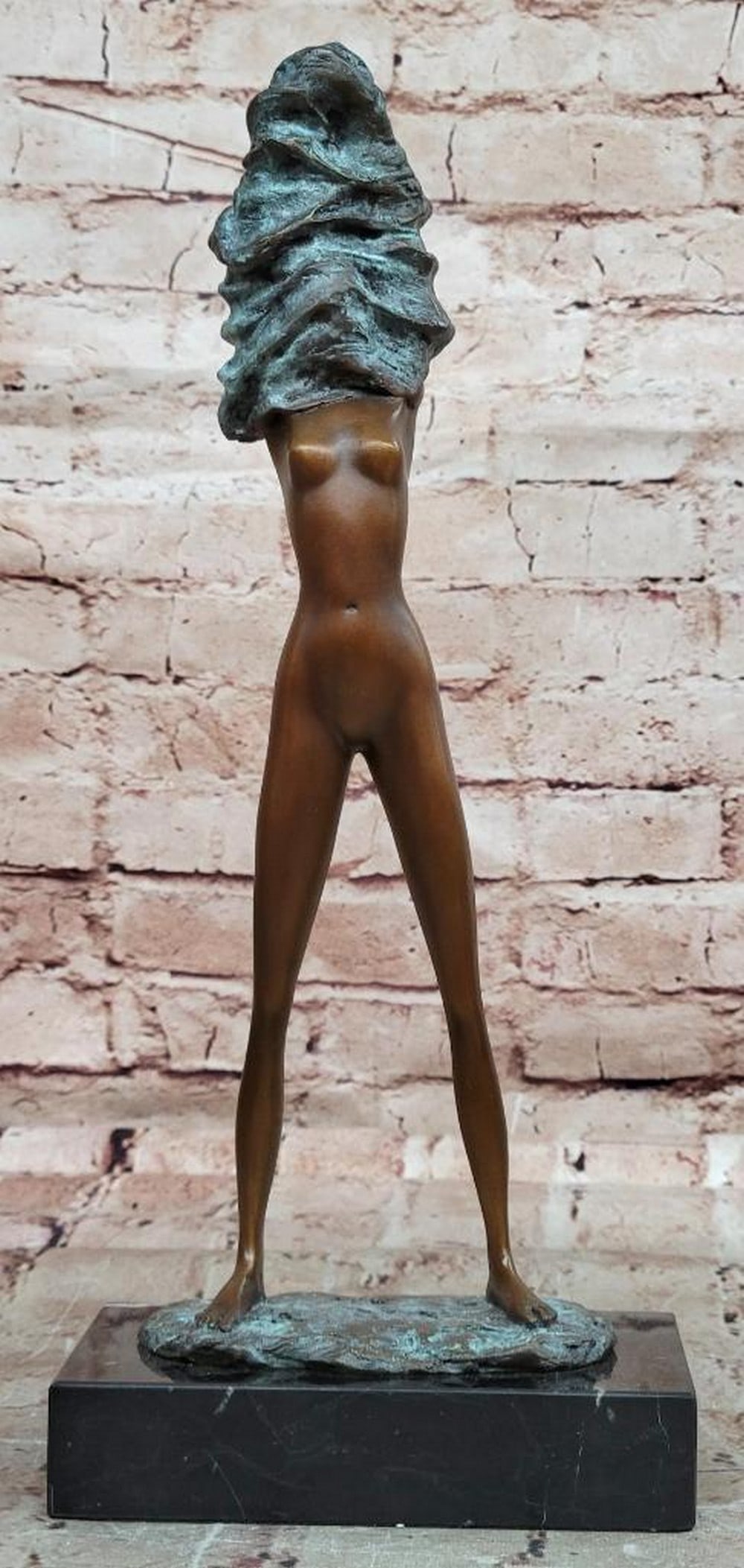 Art Deco Elegance Signed Abstract Female Bronze by Mario Nick - 14" x 6": Art Deco Elegance Signed Abstract Female Bronze by Mario Nick - 14" x 6" This original signed bronze sculpture by Mario Nick is an Art Deco - inspired modern abstract depiction of the female f