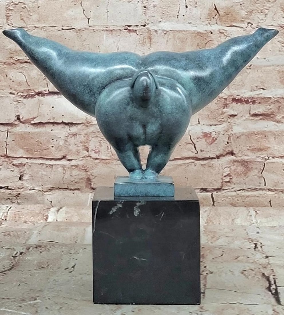 Handstand Female Figure Signed Bronze Sculpture by Milo - 9" x 9": Handstand Female Figure Signed Bronze Sculpture by Milo - 9" x 9" This original signed bronze sculpture by Milo depicts a voluptuous female figure performing a handstand, celebrating strength,