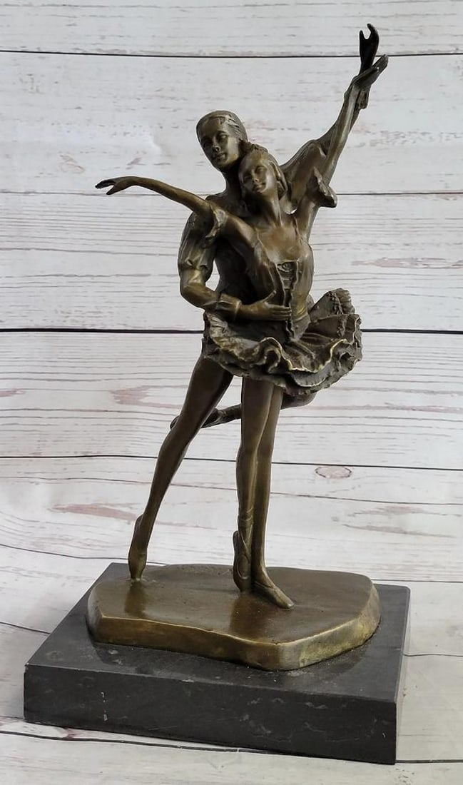 Elegant Ballet Couple Original Bronze Sculpture by Vitaleh - 12" x 6.5": Elegant Ballet Couple Original Bronze Sculpture by Vitaleh - 12" x 6.5" This exquisite bronze sculpture captures the enchanting grace of a ballet couple performing in perfect harmony. The intr