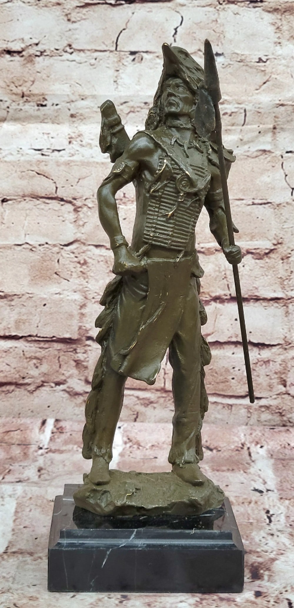 Native American Inspired Bronze Statue - 12" x 5": Native American Inspired Bronze Statue - 12" x 5" This striking bronze sculpture of an Indian Chief honors Indigenous culture and heritage, embodying the strength, pride, and wisdom of a respe