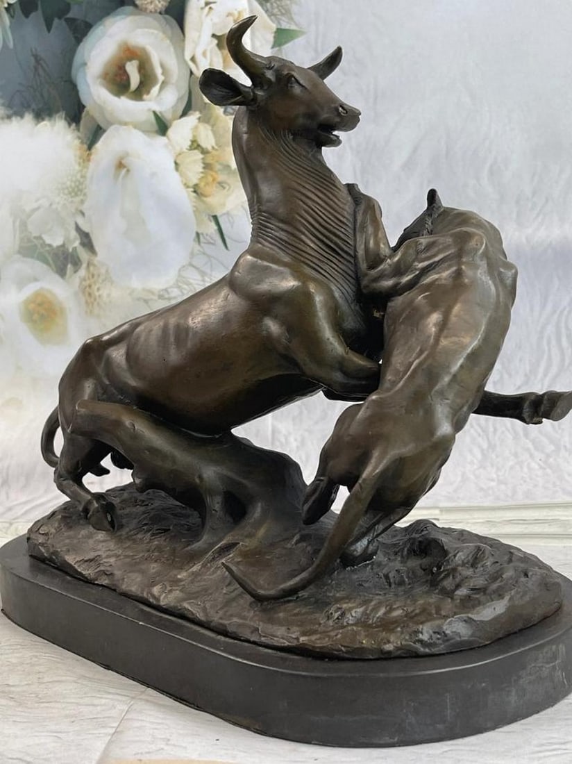 Panther Ambush Bronze Sculpture Inspired by Gardet - 11" x 14": Panther Ambush Bronze Sculpture Inspired by Gardet - 11" x 14" This striking bronze sculpture captures the raw intensity of a panther's ambush on a goat, freezing the dramatic moment in exquis