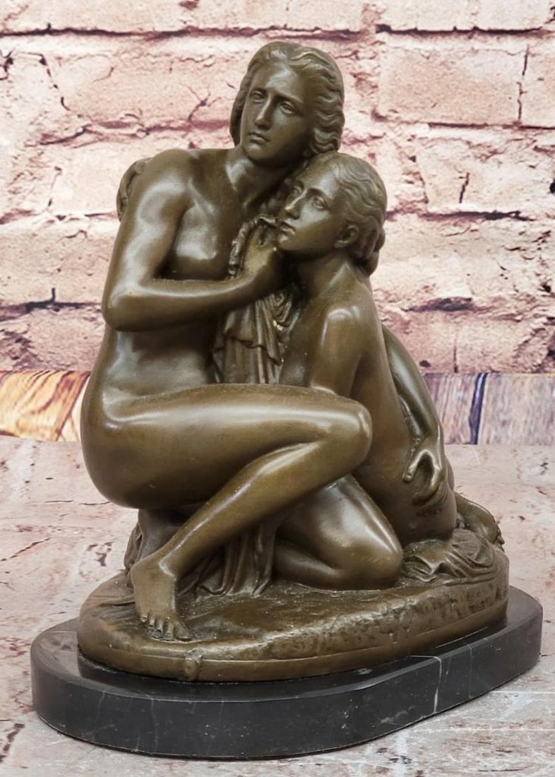 "A Touch of Tenderness" Bronze Sculpture by Jens Adolf Jerichau: "A Touch of Tenderness" Bronze Sculpture by Jens Adolf Jerichau This exquisite bronze statue, titled "A Touch of Tenderness" by renowned artist Jens Adolf Jerichau, beautifully capture