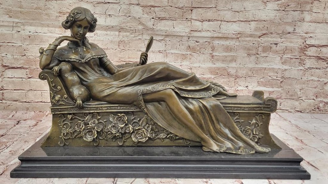 Pauline Bonaparte as Venus Bronze Sculpture Inspired by Antonio Canova - 14" x 22.5": Pauline Bonaparte as Venus Bronze Sculpture Inspired by Antonio Canova - 14" x 22.5" This stunning bronze sculpture pays homage to Antonio Canova's neoclassical masterpiece, Pauline Bonaparte 