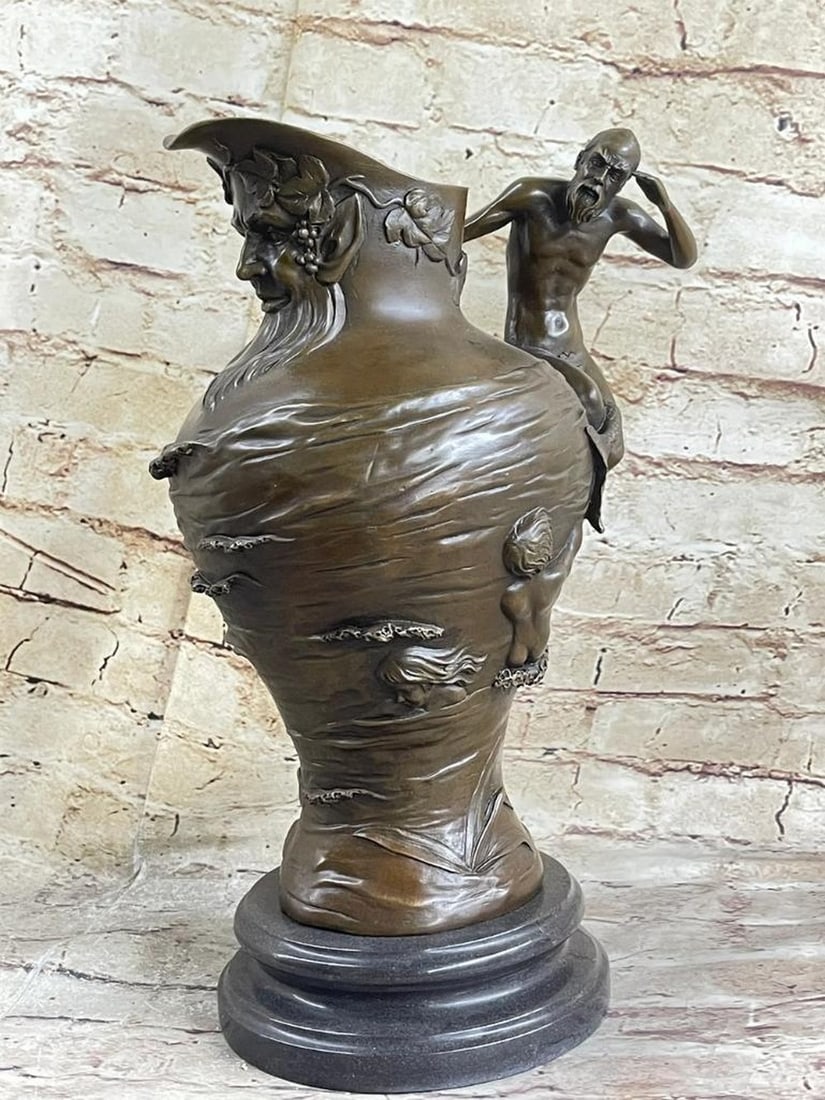 Bronze Poseidon and Shipwreck Sculpture Inspired by G. Moreau - 14" x 10": Bronze Poseidon and Shipwreck Sculpture Inspired by G. Moreau - 14" x 10" This stunning bronze sculpture brings to life the Greek deity Poseidon, commanding the seas with a dramatic display of