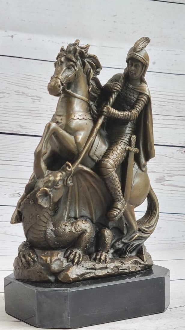 Saint George and Dragon Bronze Sculpture - 9" x 5" (1 of 7)