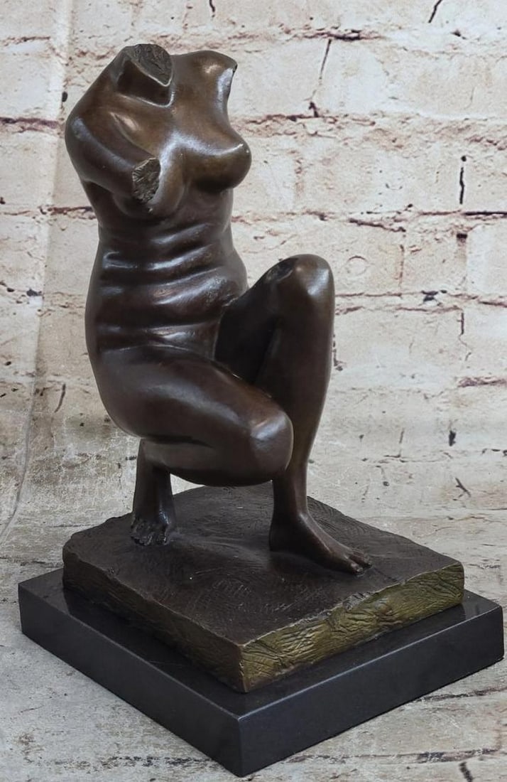 Abstract Bronze Sculpture of Woman's Form by Milo - 10" x 6.5": Abstract Bronze Sculpture of Woman's Form by Milo - 10" x 6.5" Discover the extraordinary world of abstract art with this captivating bronze sculpture that embodies both intrigue and imaginati