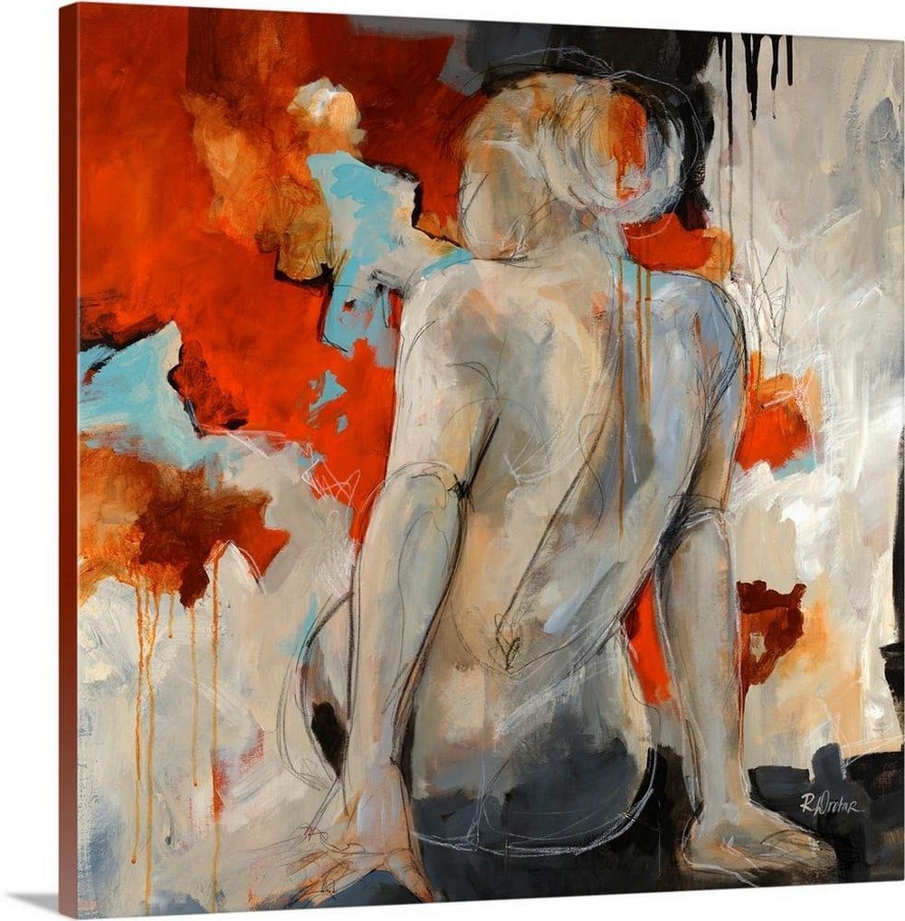 Forget Me Not II Figurative Canvas Reproduction Print: Forget Me Not II Figurative Canvas Reproduction Print Bring quiet elegance and introspective beauty to your space with *Forget Me Not II* by Rikki Drotar. This figurative artwork depicts a female nude