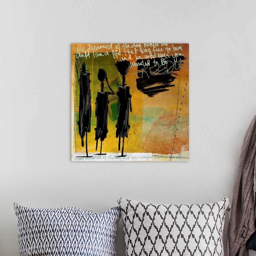 Tribe Yellow - Canvas Reproduction: Tribe Yellow - Canvas Reproduction Tribe Yellow presents a modern abstract design infused with geometric and ethnic-inspired patterns, highlighted by bold yellow tones. The composition balances contem