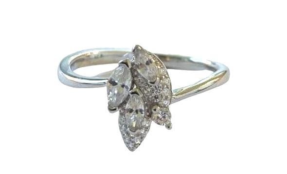 MARQUISE CUT AUSTRIAN CRYSTAL 14K WHITE GOLD PLATE 925 STERLING SILVER RING: Marquise Cut Austrian Crystal 14K White Gold Plate 925 Sterling Silver Ring Ring Size: 7 View Photos For Further Details.